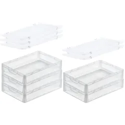 PROREGAL MegaDeal 5x Transparenter Eurobehälter LightLine mit offenem Griff und Scharnierdeckel | HxBxT 12x40x60cm | 24 Liter | Eurobox