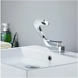 Sjqka - Schwarzer Badezimmer-Wasserhahn, eleganter Design-Waschtischmischer, Einloch-Wasserhahn, Messing, Silber