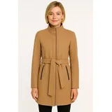 Vero Moda Kurzmantel VERO MODA "VMBLASSJESSY AW WOOL JACKET GA LCS", Damen, Gr. XS, beige (tigers eye), Web, Obermaterial: 64% Polyester, 30% Wolle, 6% Nylon, unifarben, Po-bedeckend, V-Ausschnitt, Mäntel Kurzmantel, mit Wollanteil und Lederimitat Details