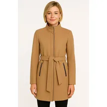 Vero Moda Kurzmantel VERO MODA "VMBLASSJESSY AW WOOL JACKET GA LCS", Damen, Gr. XS, beige (tigers eye), Web, Obermaterial: 64% Polyester, 30% Wolle, 6% Nylon, unifarben, Po-bedeckend, V-Ausschnitt, Mäntel Kurzmantel, mit Wollanteil und Lederimitat Details