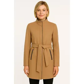 Vero Moda Kurzmantel VERO MODA "VMBLASSJESSY AW WOOL JACKET GA LCS", Damen, Gr. XS, beige (tigers eye), Web, Obermaterial: 64% Polyester, 30% Wolle, 6% Nylon, unifarben, Po-bedeckend, V-Ausschnitt, Mäntel Kurzmantel, mit Wollanteil und Lederimitat Details