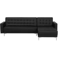 Beliani Ecksofa schwarz Schlaffunktion ABERDEEN