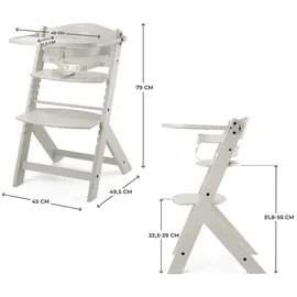 Kinderkraft ENOCK Hochstuhl & Kinderstuhl 2in1 aus Buchenmassivholz, mitwachsend von 6 Monaten bis 10 Jahre, verstellbare Rückenlehne & Fußstütze, 3-Punkt-Gurt, bis 35 kg, Vollbeige