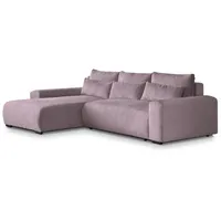 Beautysofa Ecksofa Benny, inkl. Schlaffunktion, Bettkasten, Wellenfedern, stilvoll Polsterecke im modernes Design, L-förmiges Corner Sofa aus Cordstoff rosa