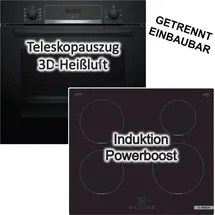 Bosch Herdset Bosch Backofen EcoClean mit Induktionskochfeld Booster - autark, 60 cm