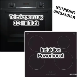 Bosch Herdset Bosch Backofen EcoClean mit Induktionskochfeld Booster - autark, 60 cm