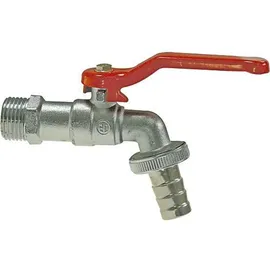 Schlösser Armaturen Js Kugel-Auslaufhahn,Leicht,Dn15 1/2",Hebelgr.rot,Matt Verchromt - Rot/Silber