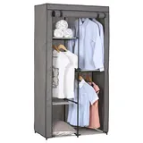 IDIMEX Stoffkleiderschrank Kellerschrank Kellerregal Kleiderschrank Kleiderstange grau