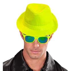 Fedora Pailletten Hut neon-gelb - OS