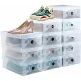 12 Stapelbare Schuhboxen, Atmungsaktiv, Robust, Transparente Kunststoff-schuhaufbewahrungsboxen Mit Fronttür Für Sneaker (größe 39) – Transparent – Crezuo