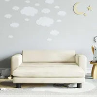 Kindersofa Mit Hocker Creme 100x50x30 Cm Samt