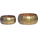 FineBuy FineBuy, Blumentopf, Pflanzgefäss 2er Set Pflanzkübel Metall Pflanzschale Rund Modern Punziert (39 cm)