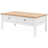 Furn.design Couchtisch weiß, Eiche Artisan, 110 cm, 2 Schubkästen,