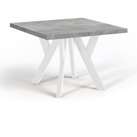 Quadratischer Ausziehbarer Tisch für Esszimmer, NERO, Loft-Stil, Skandinavisch, 90 / 190 cm, Farbe: Atelier Light / Weiss