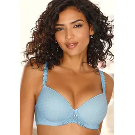 LASCANA Schalen-BH LASCANA, Damen, Gr. 70, Cup E, blau (hellblau), Spitze, Obermaterial: 88% Polyamid, 10% Elasthan, 2% Polyester, BHs Schalen-BH, mit Bügel, mit verzierten Trägern, Dessous