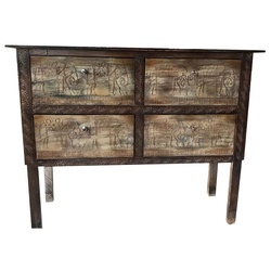Casa Padrino Luxus Landhausstil Kommode Antik Dunkelbraun - Handgefertigter Massivholz Schrank mit 4 Schubladen - Landhausstil Möbel