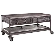 Massivmoebel24 Couchtisch Mango grau Massivholz 110 x 60 x 50 cm