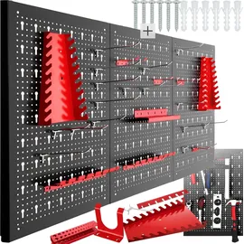 Tectake tectake® Werkzeuglochwand dreiteilig, aus Stahl 120 x 3 x 60 cm
