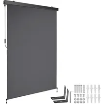 Tectake tectake® Senkrechtmarkise, verschiedene Größen, pulverbeschichtetes Aluminiumgehäuse, inkl. Wandhaltern