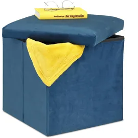 Relaxdays Sitzhocker, mit Stauraum, blau