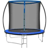 Tectake tectake® Trampolin, Ø 244 cm, GS-zertifiziert, Randabdeckung, inklusive Einstiegsleiter