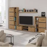 Küchen-Preisbombe Wohnwand Faro Anbauwand Wohnkombi Wohnzimmer Eiche Artisan matt + Grau