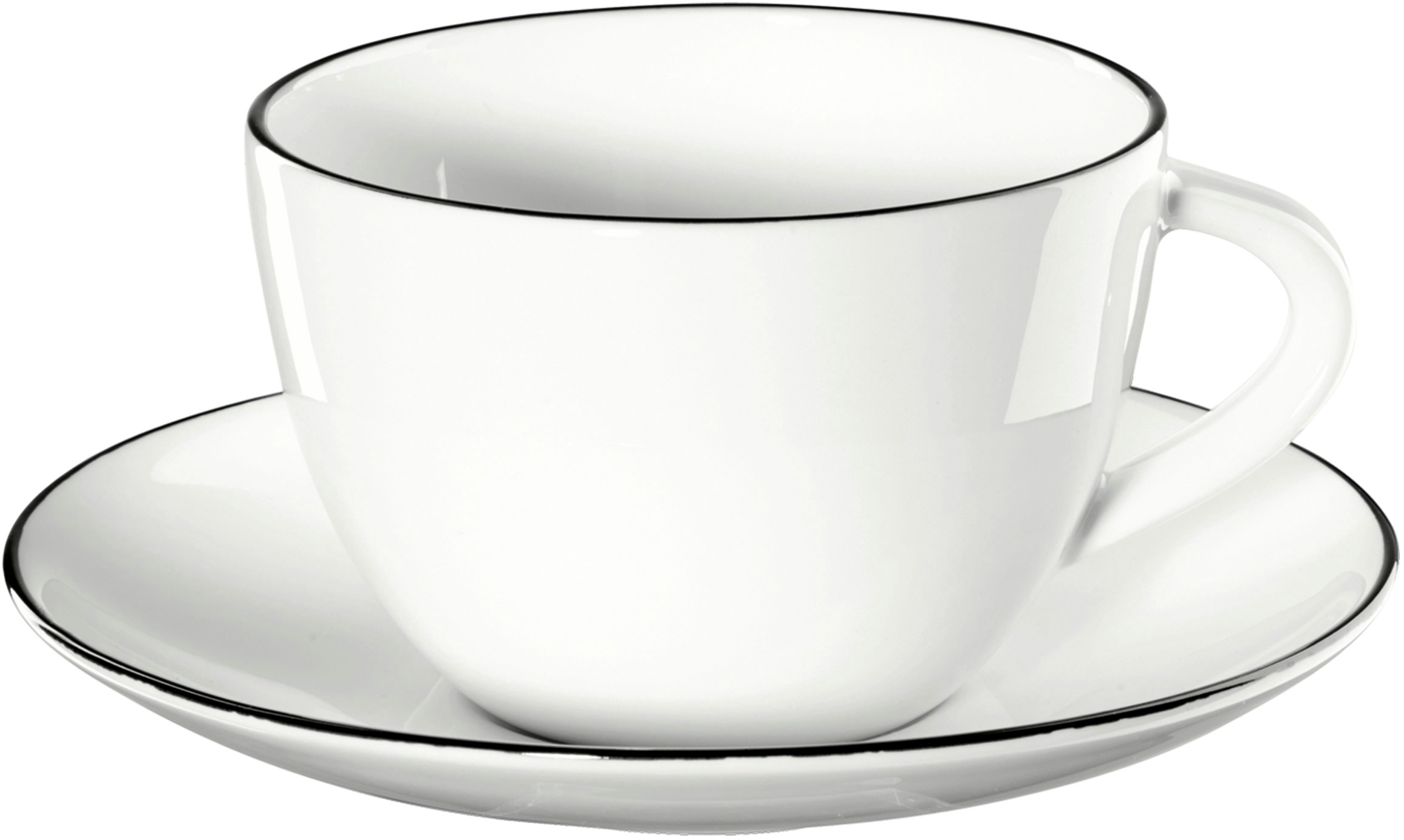 ASA Selection Ligne Noire Kaffeetasse mit Untertasse Warmes Weiß 210 ml
