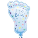 amscan® Amscan 07688 01 - Super Shape Folienballon Fuß It's a Boy!, Größe 82 cm, Volumen 40 Liter, Heliumballon