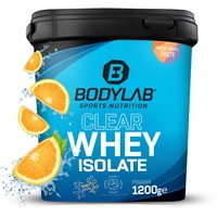 Bodylab24 Clear Whey Isolate 1200g Orange, Eiweiß-Shake aus bis zu 96% hochwertigem Molkenprotein-Isolat, erfrischend fruchtiger Drink, Whey Protein-Pulver kann den Muskelaufbau unterstützen