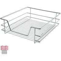 tectake® Teleskopschublade, ausziehbare Schublade, Teleskopregal nachrüsten, Schublade Unterschrank Küche, Regal Küche, Schubladen Organizer Büro, Badezimmerunterschrank, bis 25 kg - passend für 50cm