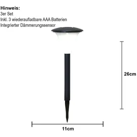 Best Season Solar-Pathlights, 3er Set, LED, warmweiß
