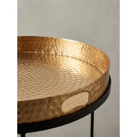 KADIMA DESIGN Couchtisch 2er Set Metall Hammerschlag abnehmbares Tablett, Gold 56x56x33 cm