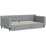 vidaXL Tagesbett Ausziehbar mit Schubladen Hellgrau 90x200 cm Stoff