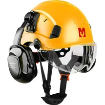mustbau Sicherheitshelm-Set, EN397 Schutzhelm mit Ohr- und Gesichtsschutz, verstellbares Kopfband von 53 bis 63 cm, strapazierfähiges ABS-Material