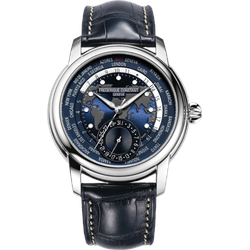 Frederique Constant Manufacture Classic Worldtimer FC-718NWM4H6 - Gerprägt & sonnen guilloche,blau - 42mm