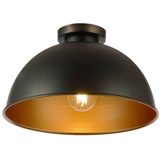 Jago® Deckenleuchte mit Lampenschirm - LED, E27, 60W, IP20, Rund, Ø 31 cm Metall, Schwarz, Gold - Deckenlampe im Retro Vintage Design