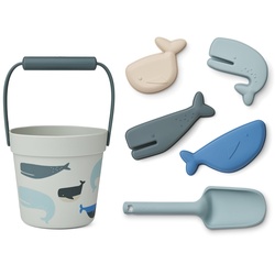 LIEWOOD - Dante Strandspielset, Wale, clould blue (6er-Set)