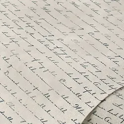 Baumwollstoff Nostalgie-Schrift "Mona", grau/blau