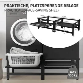 ML-Design Doppel Waschmaschinen-Untergestell mit 2 ausziehbaren Ablagen, Schwarz, bis 150 kg