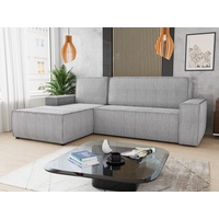 Sofnet Ecksofa Totti L, mit Schlaffunktion und Bettkasten, L-Form Couch, Cord Stoff, Schlafsofa mit Wellenfeder grau