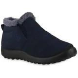 VAN HILL Damen Winter Boots Flach Gesteppt Bequem Schuhe 216545 Dunkelblau 38 - 38 EU