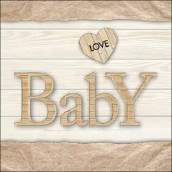 20 Servietten Papier 33x33cm 3-lagig - hochwertige Einweg Papierservietten Baby Holzoptik Motiv Herz LOVE Taufe Geburt Babyparty Feier Tischdeko