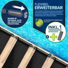 tillvex Pool Solarkollektor Set schwarz 76 cm x 300 cm