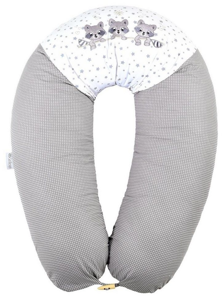 SEI Design Stillkissen Seitenschläferkissen Babynestchen Kuschelnest XXL, Schwangerschaftskissen mit Bezug, Bezug 100% Baumwolle grau