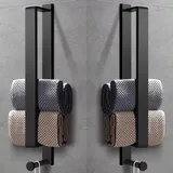 LIVEHITOP 2PCS Handtuchhalter Ohne Bohren, Selbstklebend Handtuchstange Schwarz Edelstahl 43.5CM Gästehandtuchhalter Badetuchhalter kleber mit Haken für