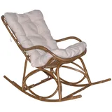 Schaukelstuhl aus Rattan mit Kissenauflage in Braun Relax Schaukelsessel  Sessel