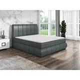 mebloland Boxspringbett KAND 140 x 200 mit 2 Bettkästen, Bonell-Matratze und Topper. Farbe: Grau - Grau