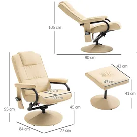 Homcom Massagesessel Weiß, Leder, 84x95x77 cm Wohnzimmer, Sessel, Relaxsessel