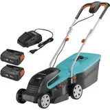 Akku Rasenmäher GARDENA PowerMax 32/36V + (Power for All) inkl. 2 Akkus 18V und Ladegerät