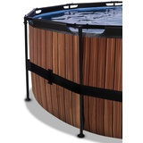 EXIT TOYS Wood Pool 450 x 122 cm inkl. Sandfilterpumpe, Abdeckung und Wärmepumpe